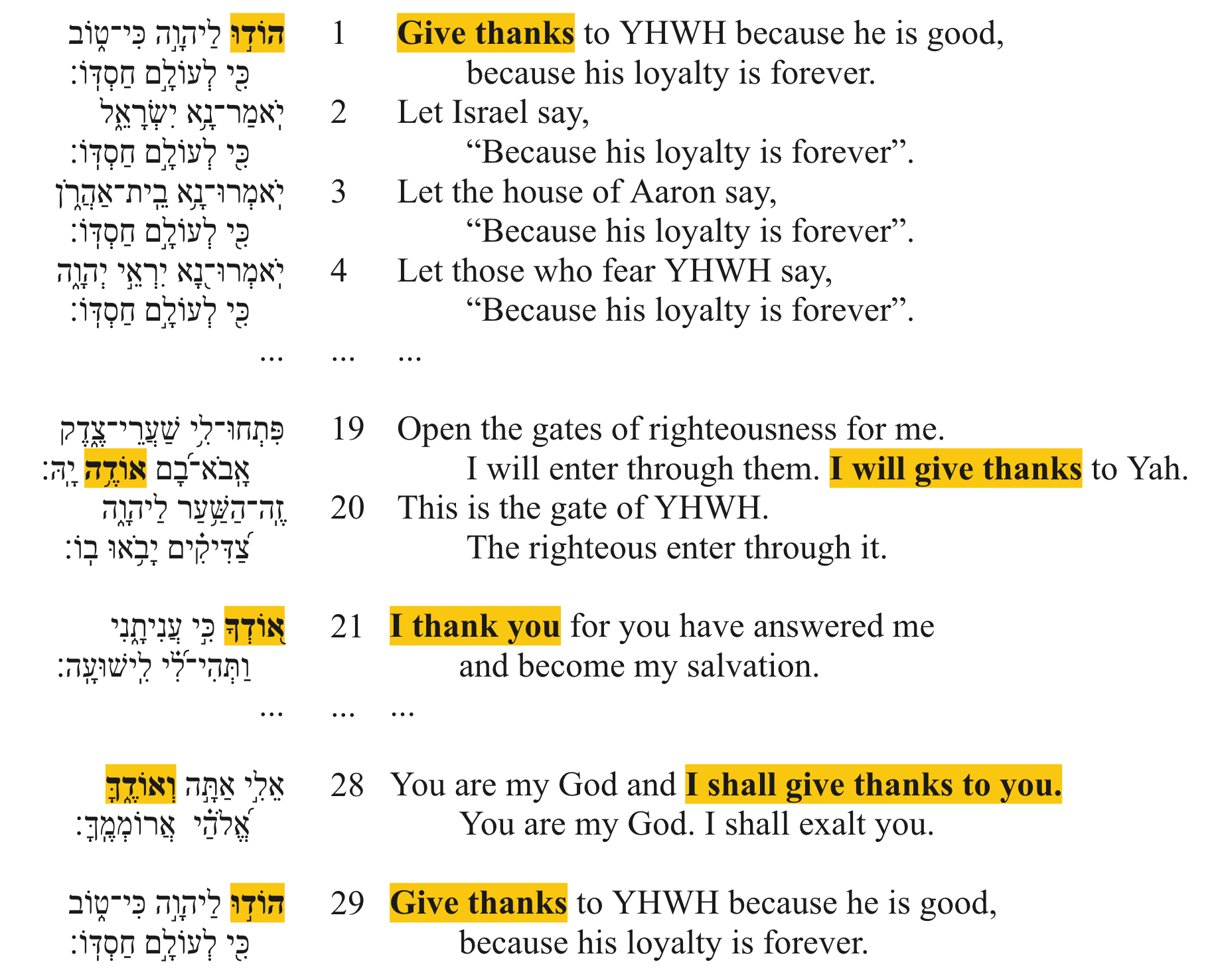 Five Repetitions of the Root ידה